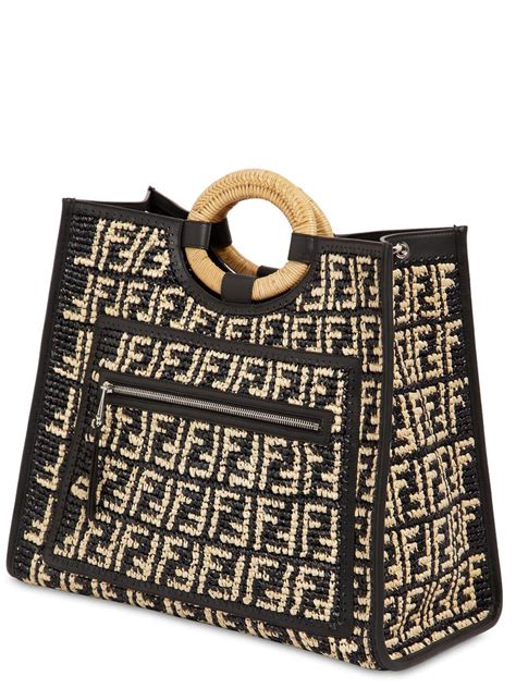 fendi raffia bags|raffia bag with black trim.